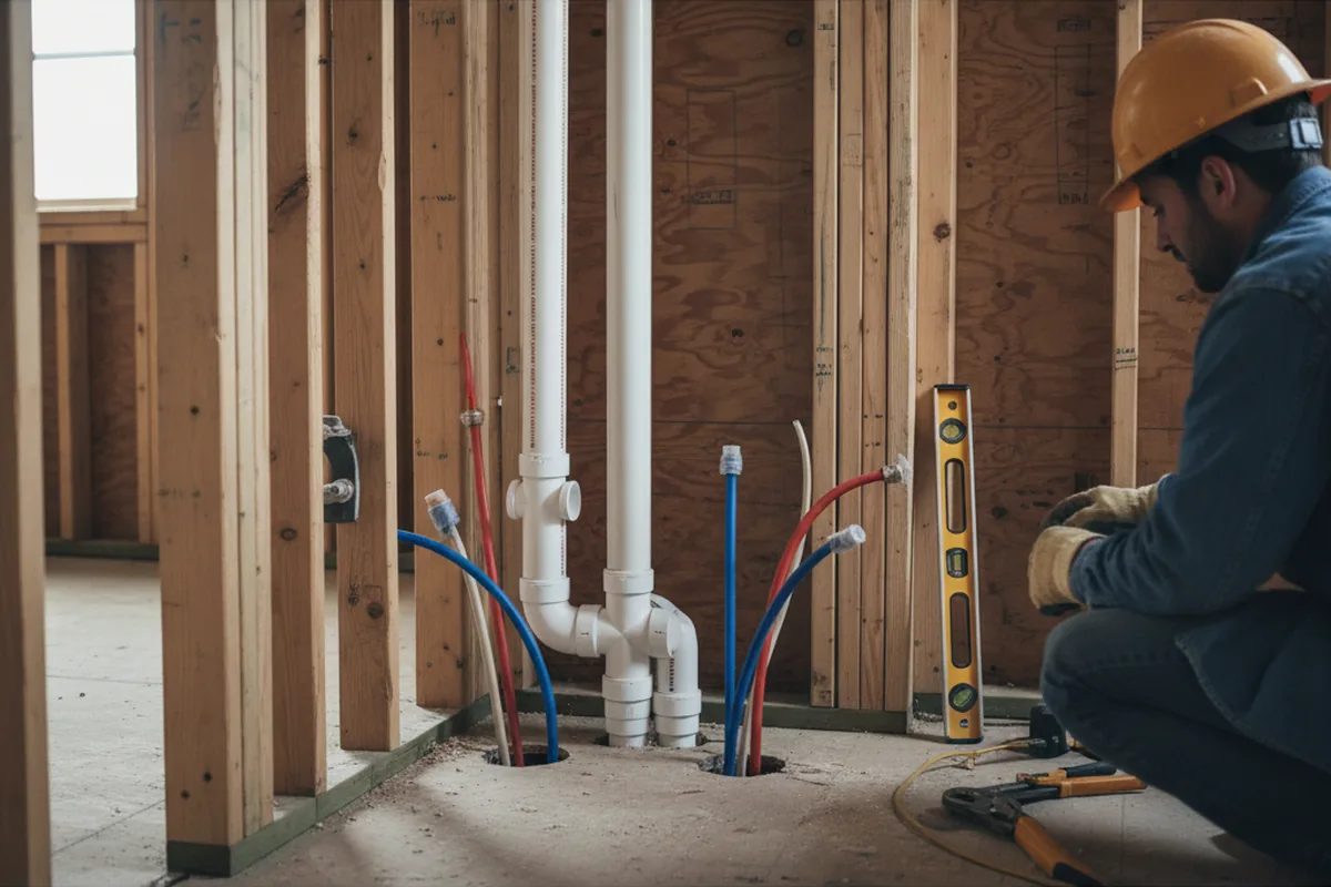 Drain and supply rough-in during Drain Cleaning in Salado