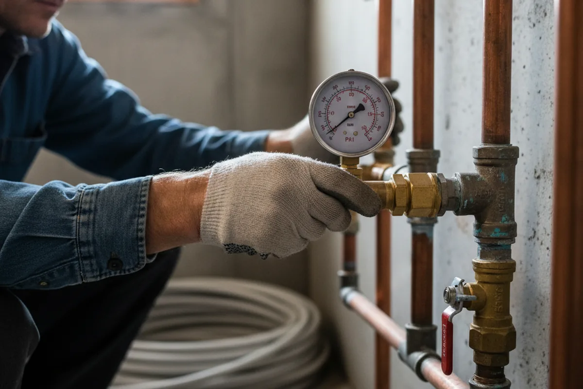 Pressure testing a repaired line during Water Line Repair in Salado
